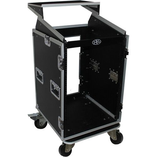 프로 ProX T-16MRLT DJ Combo Flight Case with Shelf and Wheels (16 RU Vertical Rack, 10 RU Top Mixer)