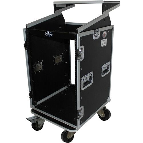 프로 ProX T-16MRLT DJ Combo Flight Case with Shelf and Wheels (16 RU Vertical Rack, 10 RU Top Mixer)