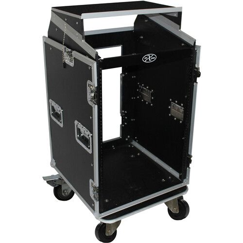 프로 ProX T-16MRLT DJ Combo Flight Case with Shelf and Wheels (16 RU Vertical Rack, 10 RU Top Mixer)