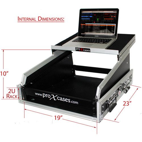 프로 ProX 13 RU Top DJ Mixer Flight Case with 2 RU Rack Space and Laptop Shelf