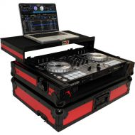 ProX Flight Case for Pioneer DDJ-SR2 and Hercules DJControl Inpulse 500 Controllers with Laptop Shelf and LED Kit (Red on Black)