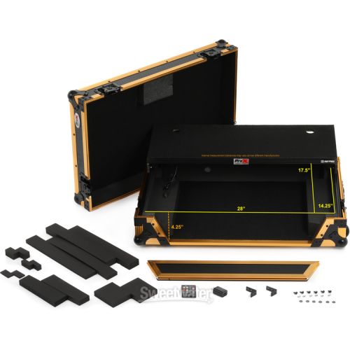 프로 ProX XS-DDJ1000-WLT-FGLD-LED Flight Case for Pioneer DJ Controllers - Gold Black