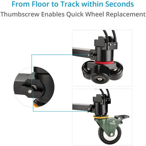 프로 Proaim Agile Heavy-Duty Floor & Track Studio Dolly for Spiked Tripods