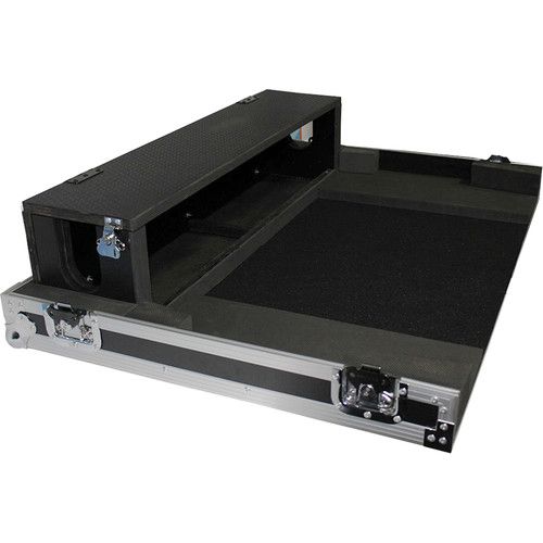 프로 ProX Heavy-Duty Flight Case with Doghouse and Wheels for Yamaha TF3 Studio Mixer Console (Silver on Black)