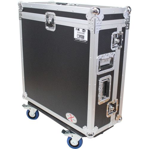 프로 ProX Heavy-Duty Flight Case with Doghouse and Wheels for Yamaha TF5 Studio Mixer Console (Silver on Black)