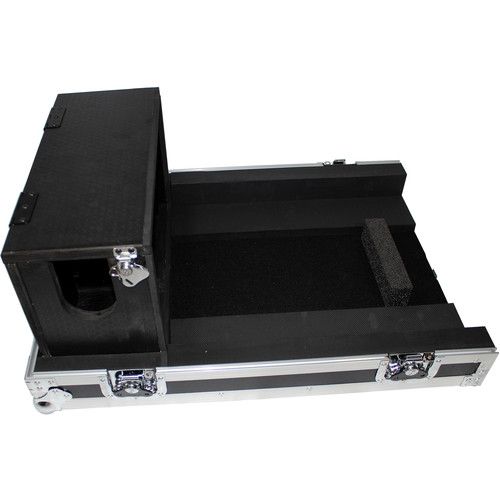 프로 ProX Heavy-Duty Flight Case with Doghouse and Wheels for Yamaha QL1 Studio Mixer Console (Silver on Black)