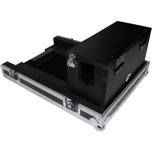 프로 ProX Heavy-Duty Flight Case with Doghouse and Wheels for Yamaha QL1 Studio Mixer Console (Silver on Black)