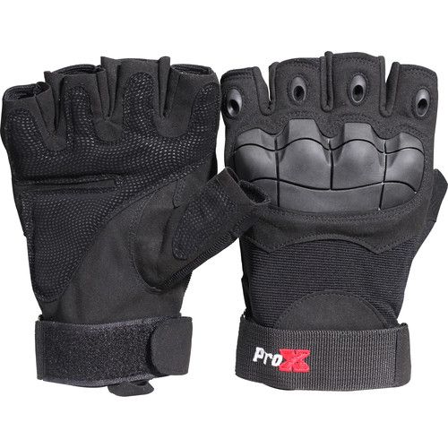 프로 ProX X-Gripz Hard Knuckle Fingerless Gloves for Truss and Stage Performance