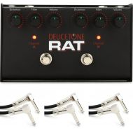 Pro Co Deucetone RAT Dual Distortion/Fuzz/Overdrive Pedal with 3 Patch Cables