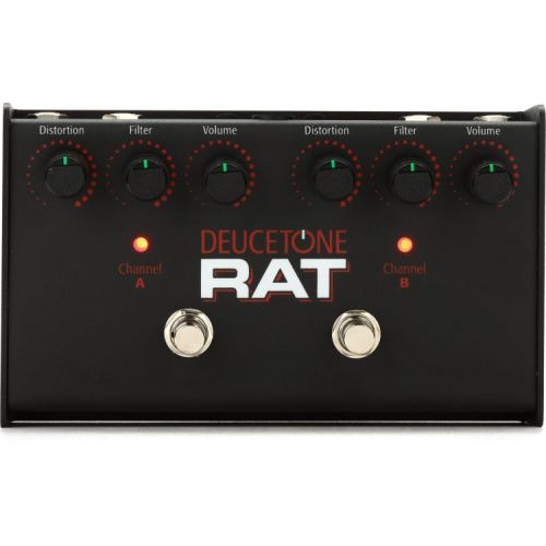 프로 Pro Co Deucetone RAT Dual Distortion/Fuzz/Overdrive Pedal with 3 Patch Cables