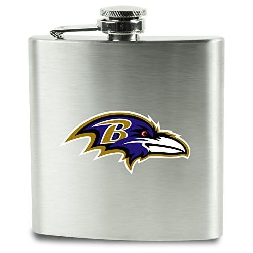 프로 [아마존베스트]Pro Specialties Group NFL Shot Glasses and Brushed Stainless Steel Flask Set