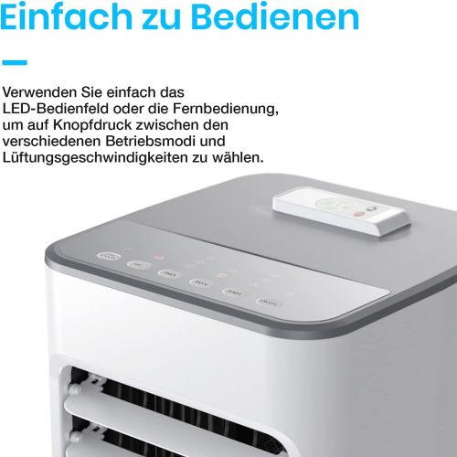 프로 Pro Breeze 5 Liter Mobiler Luftkuehler mit 4 Betriebsarten, 3 Geschwindigkeitsstufen, LED Anzeige + Fernbedienung | Klimagerat mit Wasserkuehlung, Ventilator, Luftbefeuchtung und Na