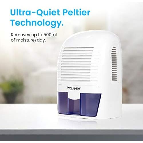 프로 Pro Breeze 1500 ml Luftentfeuchter - kompakt, tragbar, leise - Lufttrockner gegen Feuchtigkeit, Schmutz und Schimmel im Haus, Badezimmer, Buero oder Keller