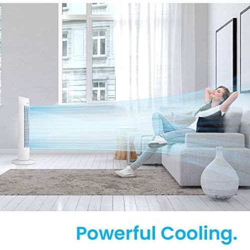 프로 Pro Breeze Oszillierender Turmventilator, 79 cm Hoehe, 70 Grad Oszillation, Saulenventilator mit 3 Geschwindigkeitsstufen, 60 Watt Ventilator mit Fernbedienung und Timer | Weiss