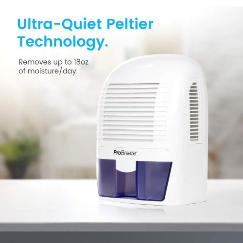 프로 Pro Breeze Electric Mini Dehumidifier, 2200 Cubic Feet (250 sq ft), Compact and Portable for High Humidity in Home, Kitchen, Bedroom, Basement, Caravan, Office, Garage