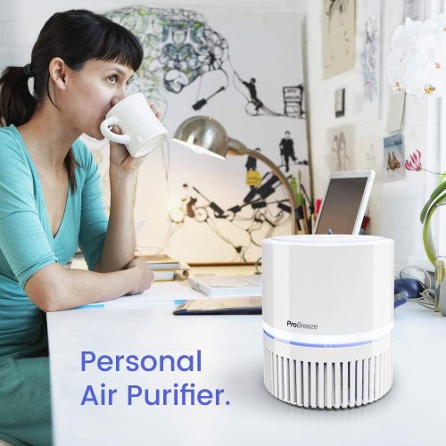 프로 Pro Breeze Mini Air Purifier Hepa - Small Air Purifier with True HEPA Filter & Night Light - Desktop Air Purifiers for Bedroom, Room, Home Office