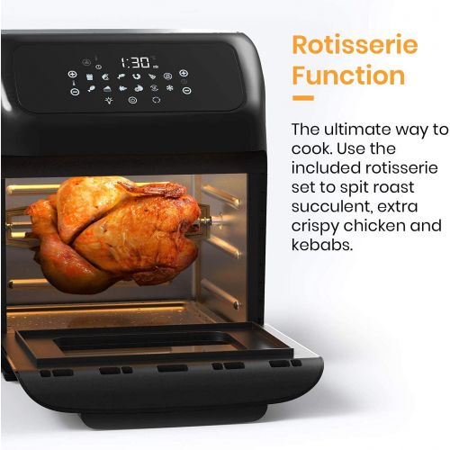 프로 Pro Breeze 12.7 Quart Air Fryer Oven - Large Air Fryer Toaster Oven, 12 Cooking Modes including Rotisserie & Food Dehydrator, 19 Accessories