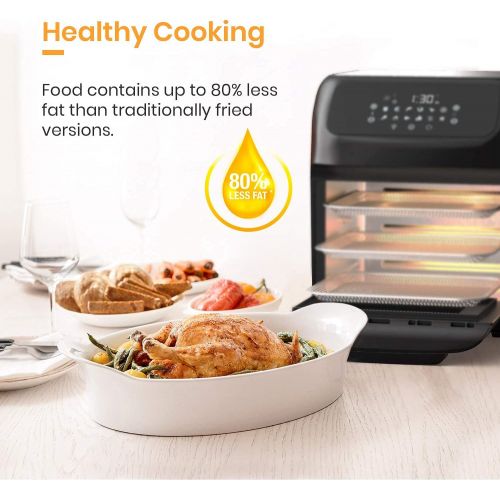 프로 Pro Breeze 12.7 Quart Air Fryer Oven - Large Air Fryer Toaster Oven, 12 Cooking Modes including Rotisserie & Food Dehydrator, 19 Accessories