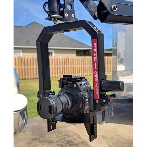 프로 PROAIM 9ft Jib Arm + PROAIM Gold Camera Pan Tilt Head with 12V Joystick Control for DSLR Video Camera up to 8kg/17.6lb Adapts Fluid Camera Head, Pan Tilt, DJI Ronin Gimbals (P-9-PT