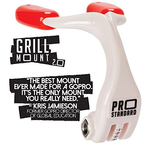 프로 Pro Standard Grill Mount 2. 0 - The Best Mouth Mount Compatible with GoPro Cameras (White/red)