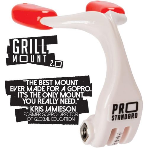 프로 Pro Standard Grill Mount 2. 0 - The Best Mouth Mount Compatible with GoPro Cameras (White/red)