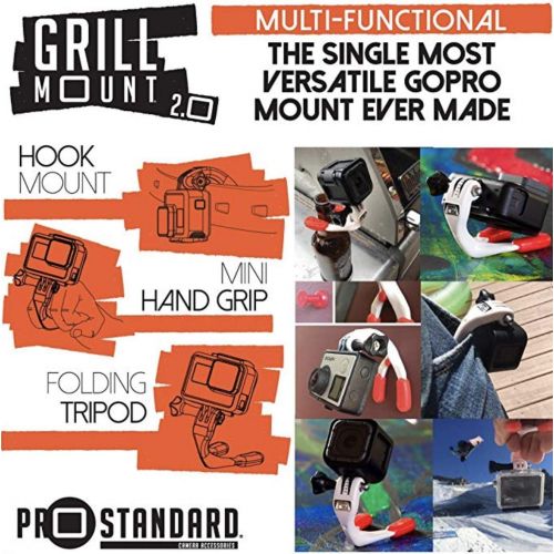 프로 Pro Standard Grill Mount 2. 0 - The Best Mouth Mount Compatible with GoPro Cameras (White/red)
