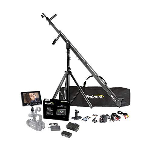 프로 ProAm USA DVC210 DSLR Video Camera Jib Crane Tilt Kit, 8 ft Including Stand, Carrying Bag, LCD Monitor and Sunshade