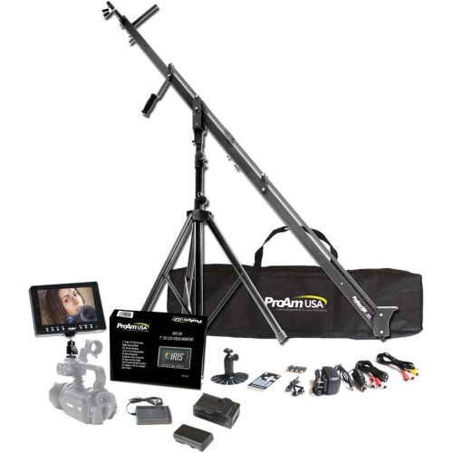 프로 ProAm USA DVC210 DSLR Video Camera Jib Crane Tilt Kit, 8 ft Including Stand, Carrying Bag, LCD Monitor and Sunshade