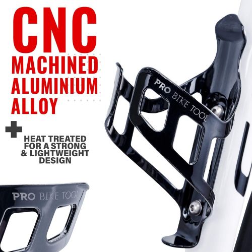 프로 PRO BIKE TOOL Bike Water Bottle Holder - Black or White Gloss or Matte Black, Secure Retention System, Lightweight and Strong Bicycle Bottle Cage, Great for Road and Mountain Bikes