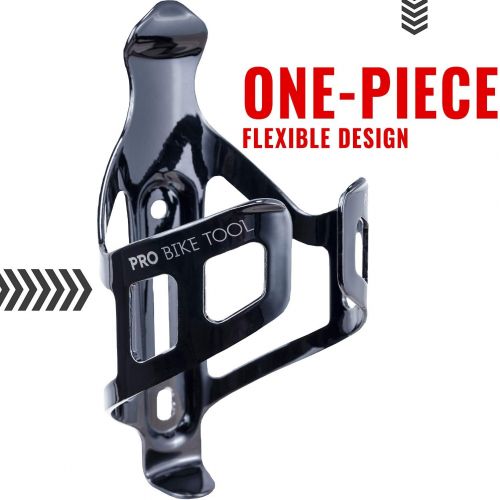 프로 PRO BIKE TOOL Bike Water Bottle Holder - Black or White Gloss or Matte Black, Secure Retention System, Lightweight and Strong Bicycle Bottle Cage, Great for Road and Mountain Bikes