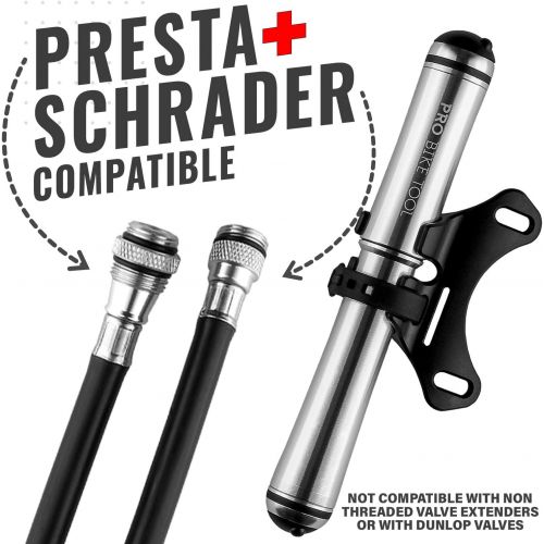 프로 PRO BIKE TOOL Mini Bike Pump Premium Edition - Fits Presta and Schrader valves - High Pressure PSI - Bicycle Tire Pump for Road and Mountain Bikes