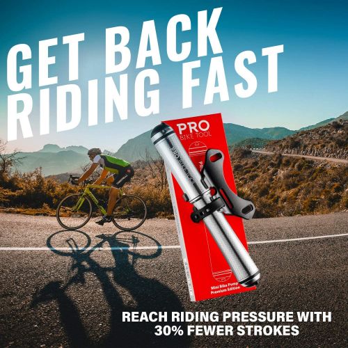 프로 PRO BIKE TOOL Mini Bike Pump Premium Edition - Fits Presta and Schrader valves - High Pressure PSI - Bicycle Tire Pump for Road and Mountain Bikes