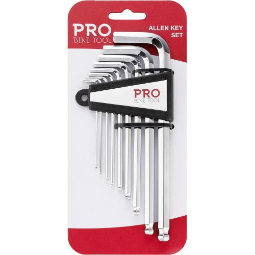 프로 PRO BIKE TOOL Allen Key, Hex Wrench, Ball End Set - 9 Chromium Vanadium Steel Hex Tools - Essential Bicycle Maintenance Kit for Road and Mountain Bikes