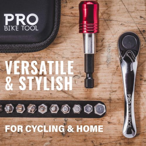 프로 Pro Bike Tool Mini Ratchet Tool Set - Reliable and Stylish Multitool Repair Kit for Road and Mountain Bikes - Versatile EDC Multi Tool for Your Bicycle, Home or Work - Hard Case Po