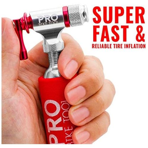 프로 PRO BIKE TOOL CO2 Inflator - Quick & Easy - Presta and Schrader Valve Compatible - Bicycle Tire Pump for Road and Mountain Bikes - Insulated Sleeve - No CO2 Cartridges Included