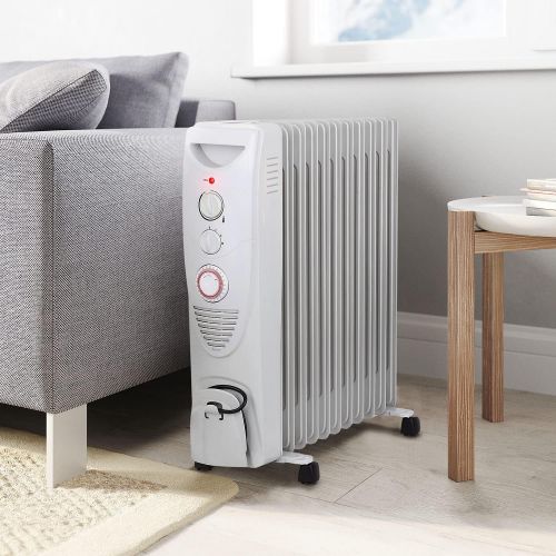 프로 [아마존베스트]Pro Breeze 2500W Oil Radiator - Energy-saving Electric Radiator with 11 fins, Integrated Timer and 3 Heat Levels, Adjustable Thermostat and Safety Shut-off Function