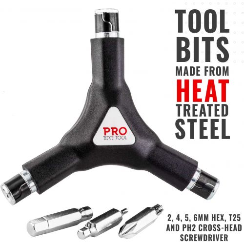 프로 자전거 정비 공구 수리PRO BIKE TOOL 6 in 1 Y Wrench - 6 Interchangeable Bits - Allen Hex, T25, PH2 Screwdriver - Strong, Easy, Comfortable Bicycle Multitool Kit - Cycling Maintenance Tools for Road and