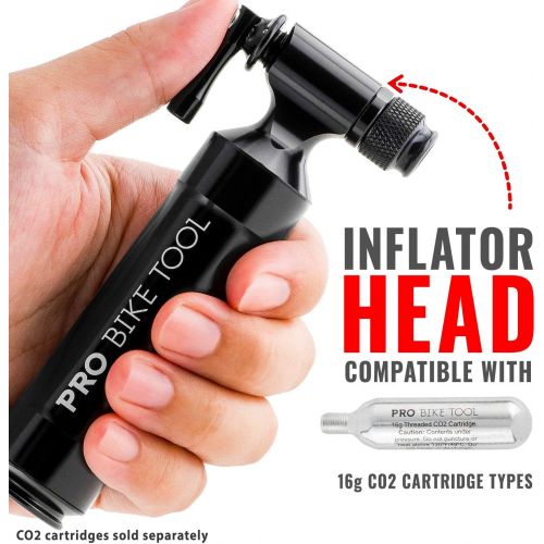 프로 자전거 정비 공구 수리PRO BIKE TOOL CO2 Inflator with Cartridge Storage Canister - Quick, Easy and Safe - for Presta and Schrader - Bicycle Tire Pump for Road and Mountain Bikes - No CO2 Cartridges Incl