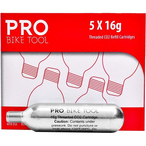 프로 PRO Bike TOOL 16g Threaded CO2 Cartridges for All CO2 Bike Tire Inflators with Threaded Connection Quick Air Refill for Bicycle Tires Cartridge for CO2 Pump Road or MTB Bikes.