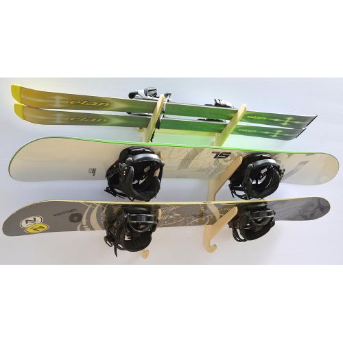 프로 Pro Board Racks Snowboard Ski Hanging Wall Rack -- Holds 3 Boards