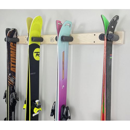 프로 Pro Board Racks Ski Wall Rack Mount - 4 Vertical Sets of Skis