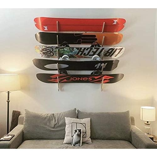 프로 Pro Board Racks Snowboard Ski Hanging Wall Rack -- Holds 5 Boards