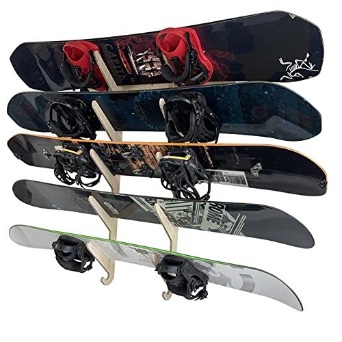 프로 Pro Board Racks Snowboard Ski Hanging Wall Rack -- Holds 5 Boards