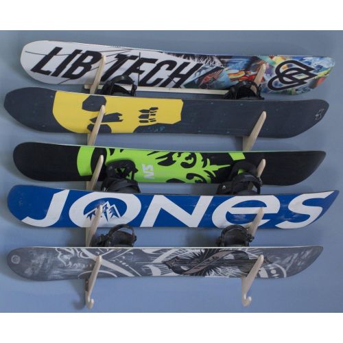 프로 Pro Board Racks Snowboard Ski Hanging Wall Rack -- Holds 5 Boards