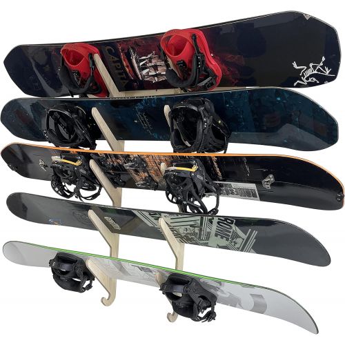 프로 Pro Board Racks Snowboard Ski Hanging Wall Rack -- Holds 5 Boards