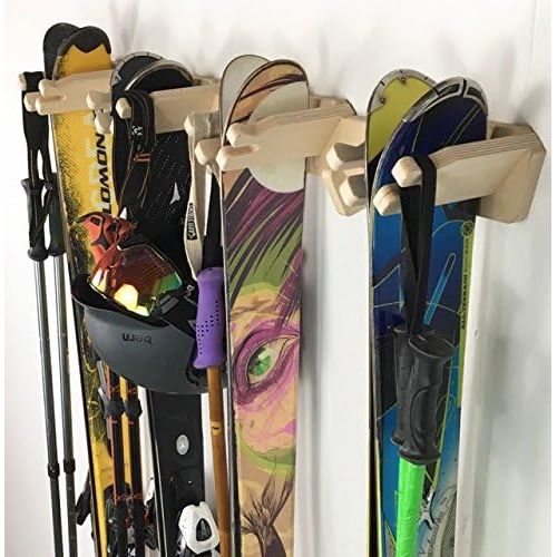 프로 Pro Board Racks The Apres Vertical Ski Storage Rack (Holds 4 Sets of Skis)