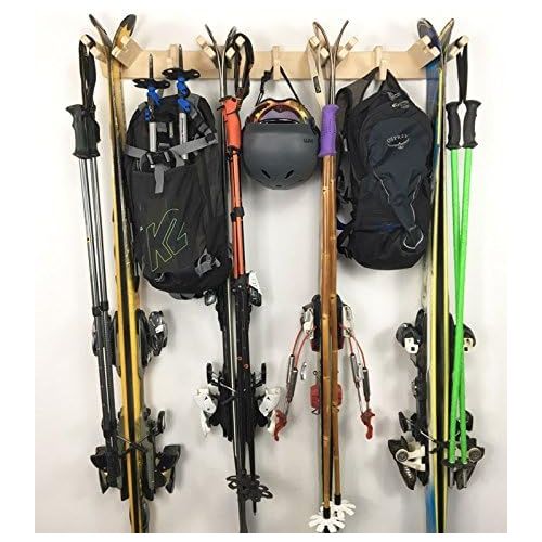 프로 Pro Board Racks The Apres Vertical Ski Storage Rack (Holds 4 Sets of Skis)
