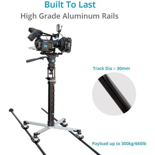 프로 PROAIM Proaim Clip 10.6ft Foldable Tool-Less Straight Travel Track for Camera Dolly & Light Cranes | Rail Diameter 30mm1.18”, Payload up to 300kg660lb| Elastic-Cord Design+ Track Pads +