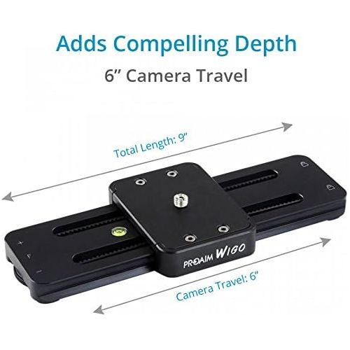 프로 PROAIM Proaim Wigo 9”22cm Portable DSLR Camera Camcorder Slider with Load Capacity 10Kg22lbs | Professional Track Dolly Rail Slider Tripod Compatible Video Stabilization System (SL-WG)