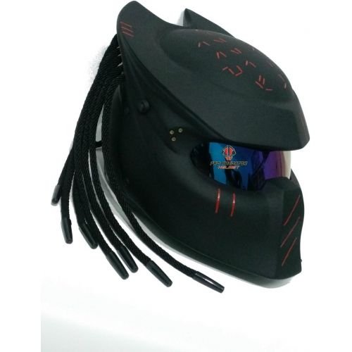 프로 Pro Predator Helmet SY15 Custom Predator Motorcycle DOTECE Approved Helmet Matt Black (XL)
